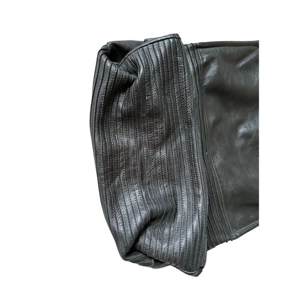 MAJO Leather Hobo Tote Bag Black made in Italy - Picture 5 of 15